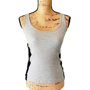 Express Gray Racerback Ribbed Tank w/ Black Lace Side Detail Like New Size S